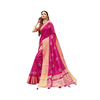KARAGIRI Womens Maheshwari Silk Pink Saree With Blouse Piece