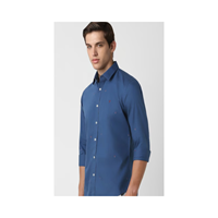 Medium Blue Solid Casual Full Sleeves Shirt Collar Men Slim Fit Casual Shirts