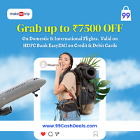 Grab up to Rs.7500 OFF on Domestic & International Flights.Valid on HDFC Bank EasyEMI on Credit & Debit Cards