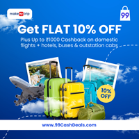 Get FLAT 10% OFF + Up to Rs.1000 Cashback* on domestic flights + hotels, buses & outstation cabs.