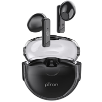pTron Bassbuds Fute 5.1 Bluetooth Truly Wireless Featherlite TWS in Ear Earbuds with Mic, 25Hrs Playtime, 13mm Driver, Immersive Audio Headphones, Touch Control, Voice Assist & Fast Charging (Black)