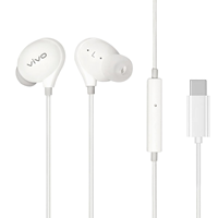 Vivo Xe710 Wired Type C Earphones with Mic for Clear Calling, Powerful Audio,1.25M Cable (White, in The Ear) - in Ear