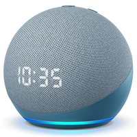 Amazon Echo Dot 4th Gen with clock | Smart speaker with powerful bass, LED display and Alexa (Blue)