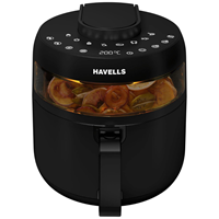 Havells Air Fryer Prolife Crystal | See-Through Window | 85% Less Oil | 5L Pan | 8 Presets Menu | Auto Restart | Touch Screen | Digital Display |Dehydrator Mode | 1500 Watt & 2 Year Warranty, 5 Liter
