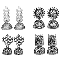 JewelMaze Traditional Jhumki Earrings Combo For Women and Girls - Set of 4