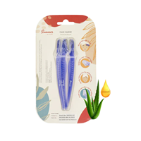 Summer by Zlade Face and Eyebrow Razor for Women, Painless Facial Hair Removal at Home, Pack of 3 with Protective Caps