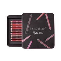 Swiss Beauty Bold Matt Lip Liner | Set of 12 | Long-lasting |Matte Finish | Non-drying, 19.2gm